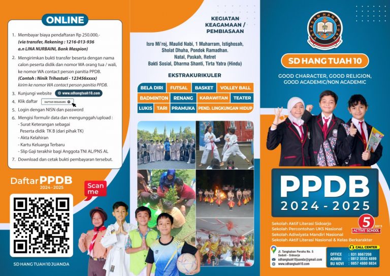 Brosur PPDB 20242025 SD Hang Tuah 10 Juanda